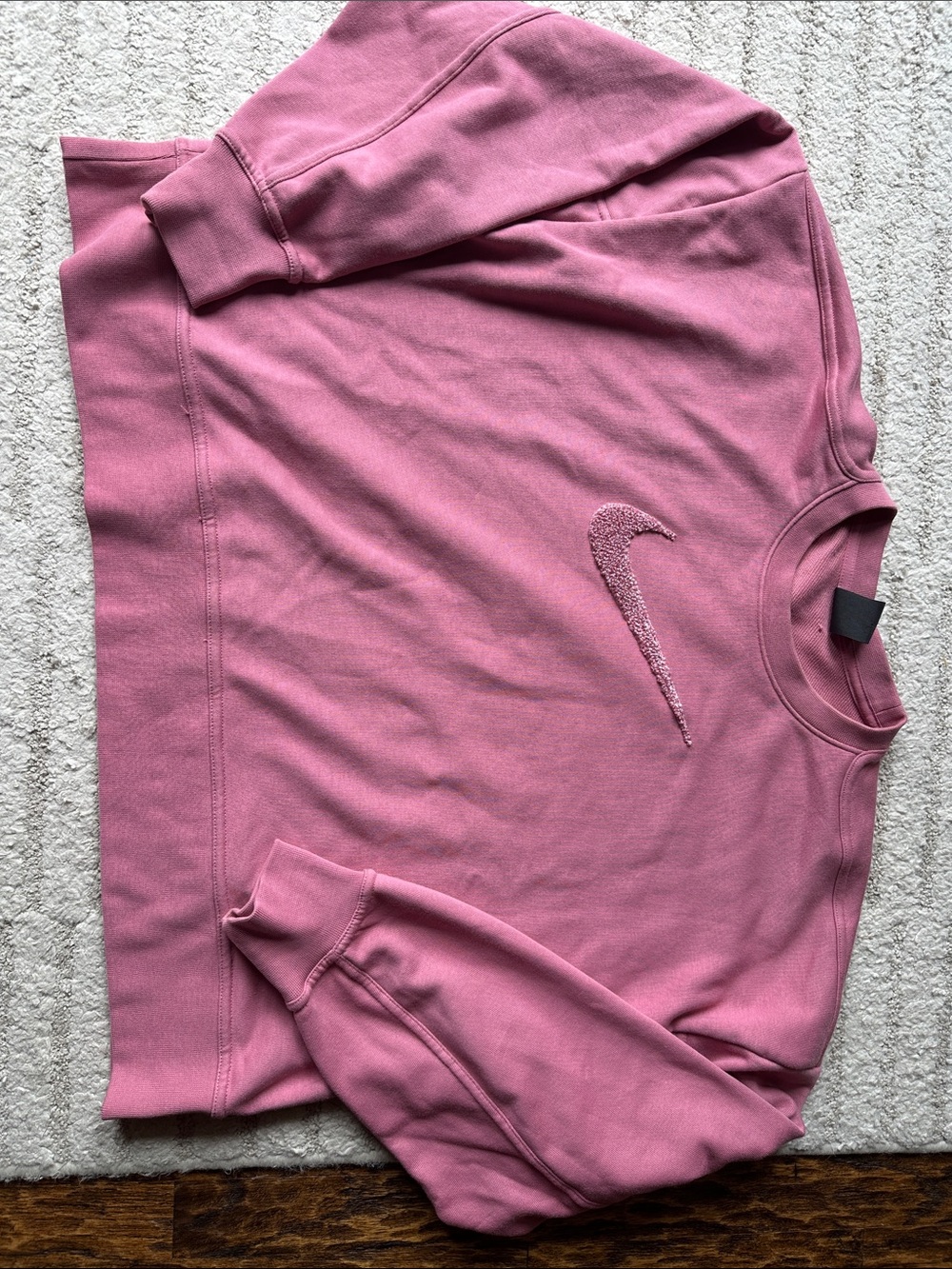 Nike women's Dusty Pink Fleece Sweatshirt with Chenille Swoosh